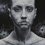 Portrait de l'œuvre Impacts, bullet art réalisé par l'artiste Sabine Jouon pour la collection Résonance