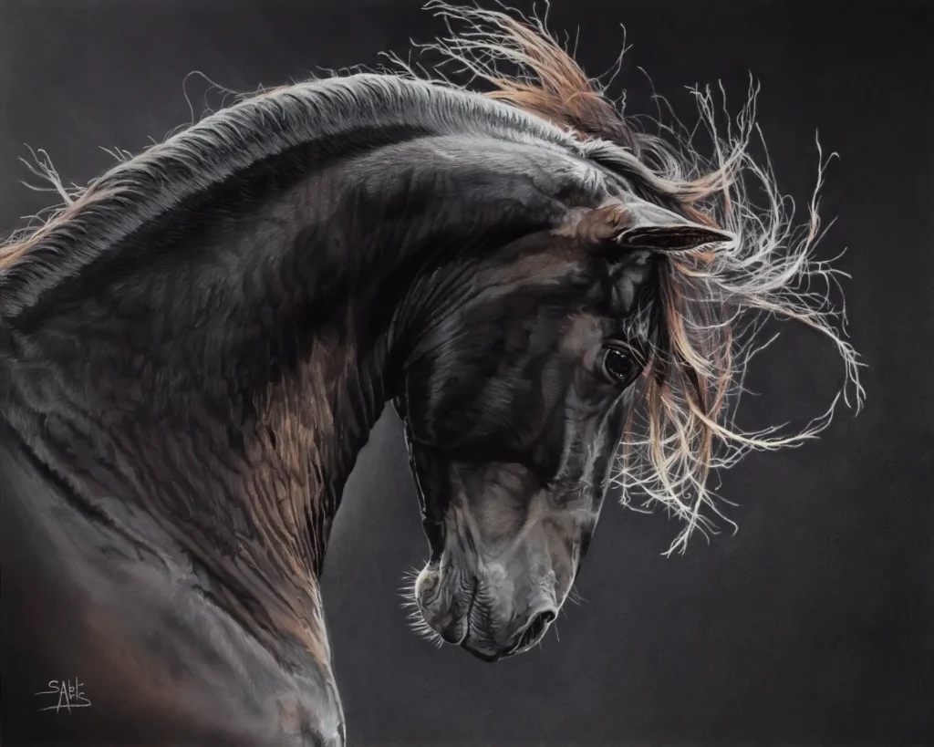 portrait animalier de l'œuvre Éminence, réalisé au pastel sec par l'artiste Sabine Jouon pour la collection Regard Sauvage.